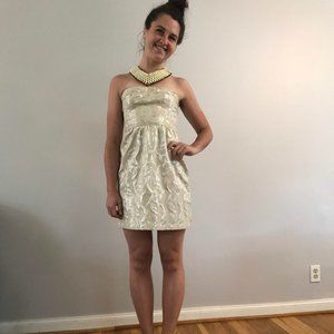 Silvery Strapless Cocktail Dress